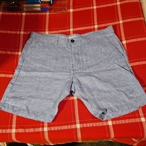 Porter & Ash Men's Light Blue Flat-Front Linen Shorts Size 36